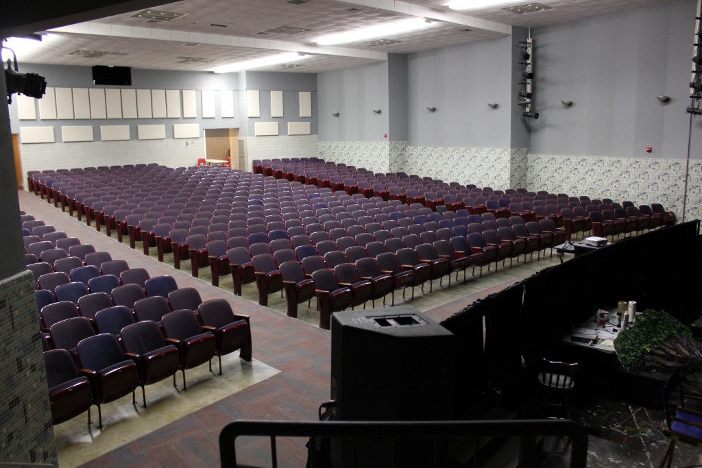 Photo of the Oak Hills auditorium from the stage looking at the seats